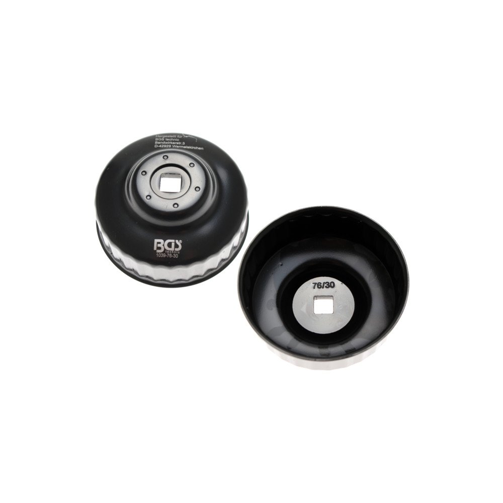 Chave de filtro tipo copo de 76 mm, 30 lados, encaixe quadrado de 3/8", adequada para filtros Ford Motorkraft.